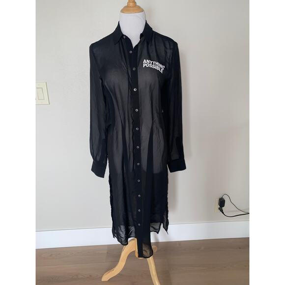 IZZUE Tunic Beach Cover-Up Anything is Possible Sheer L/S Size XS - Picture 1 of 5